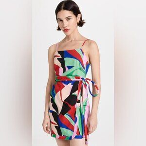 FARM Rio Multicolor Monstera Tropical Wrap Mini Dress